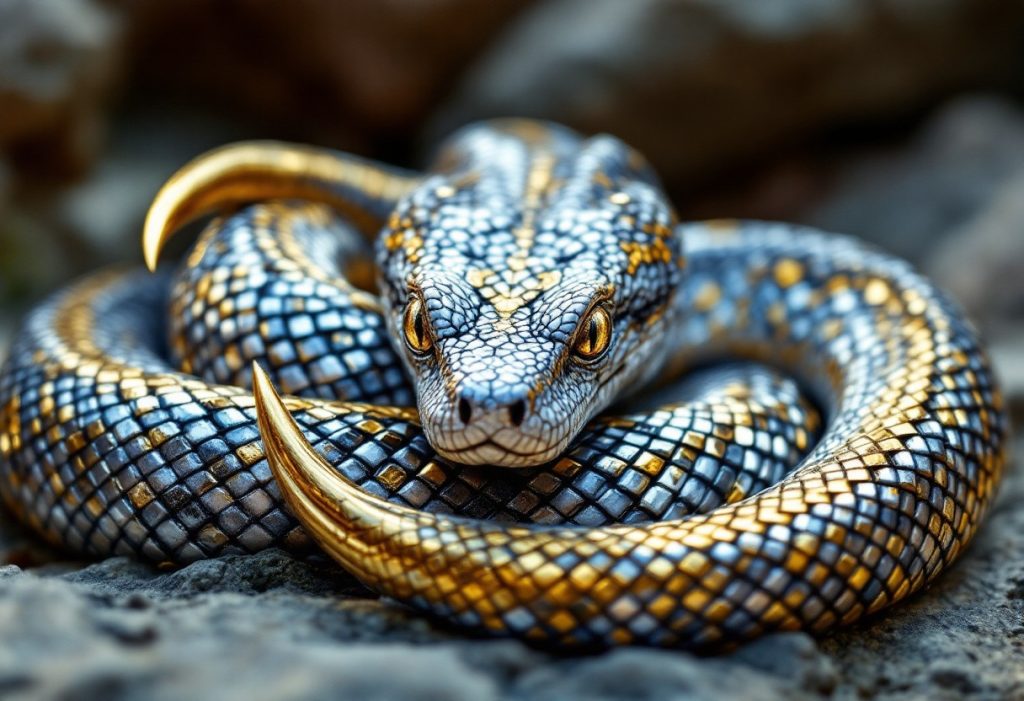 Serpent d’argent et griffes dorées : osez le mix & match reptilien