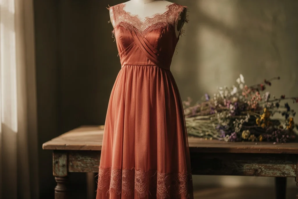 Robe de mariage champêtre terracotta : l’élégance en toute simplicité