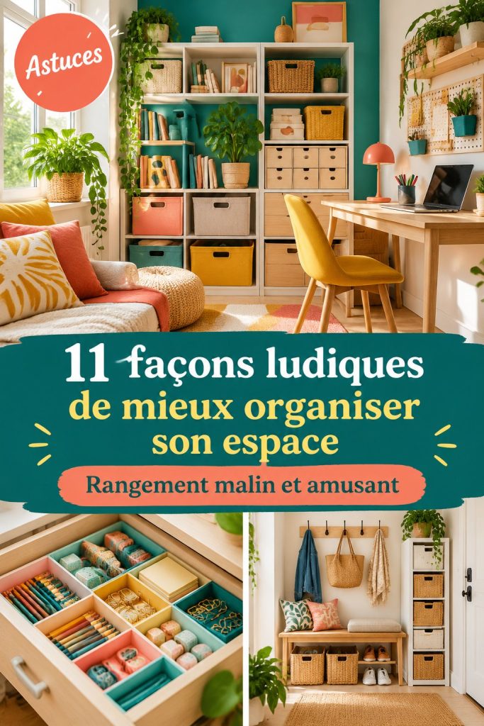 Un intérieur bien rangé avec des méthodes ludiques d'organisation.